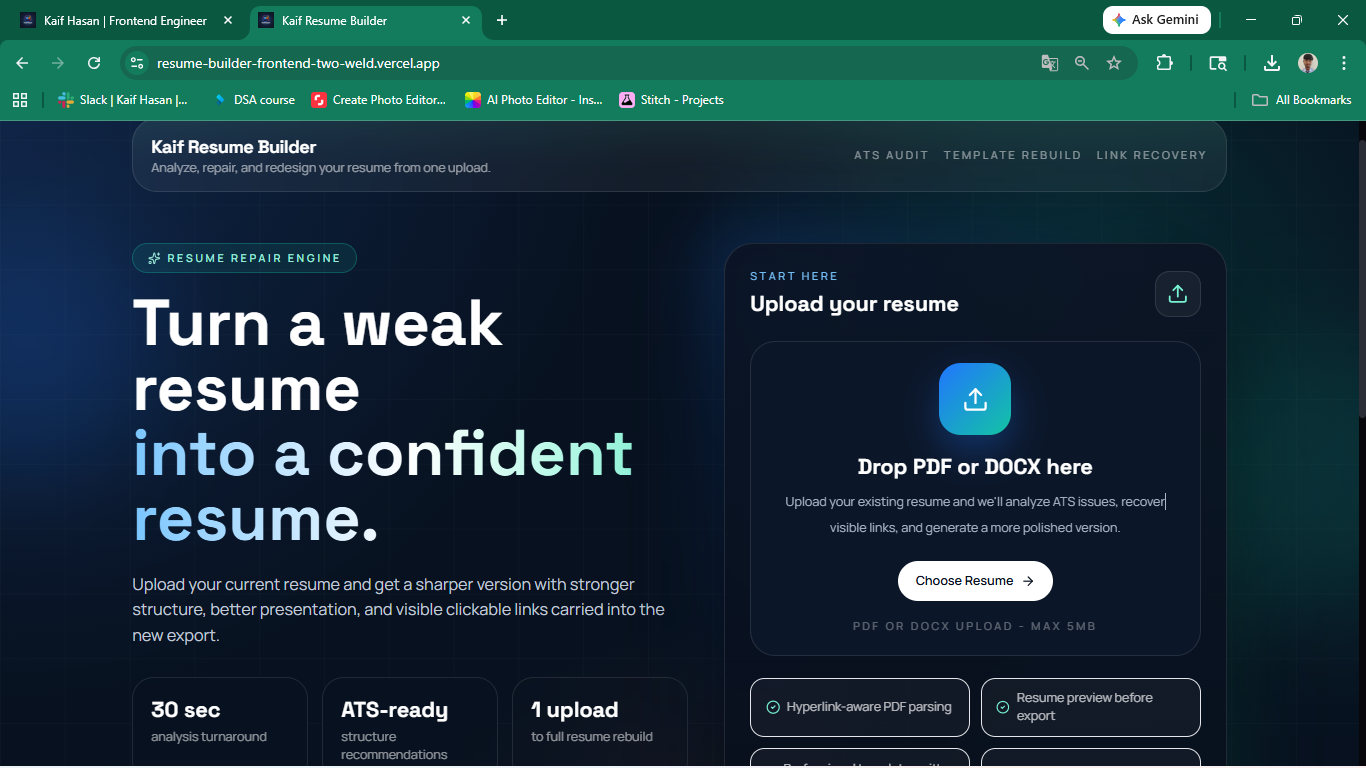 Kaif Resume Builder screenshot 1